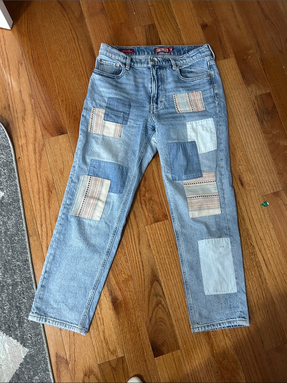 Lucky Brand Boy Mid Rise Relaxed Straight Patchwork Jeans (SEE DESCRIPTION)